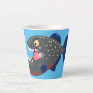 Hungrige lustige Piranha Cartoon Illustration Milchtasse