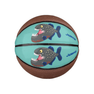 Hungrige lustige Piranha Cartoon Illustration Mini Basketball