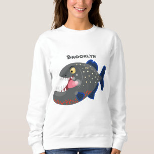 Hungrige lustige Piranha Cartoon Illustration Sweatshirt