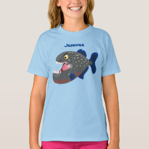 Hungrige lustige Piranha Cartoon Illustration T-Shirt