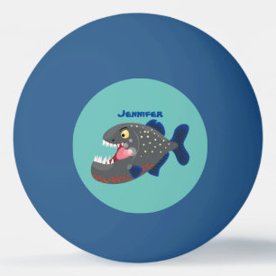 Hungrige lustige Piranha Cartoon Illustration Tischtennisball