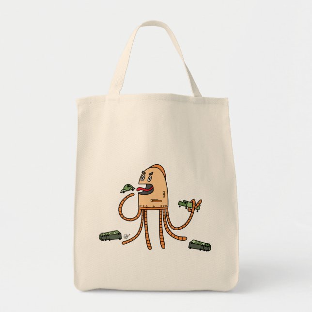 Hungriger Bot - Lebensmittelgeschäft-Tasche Tragetasche (Vorne)
