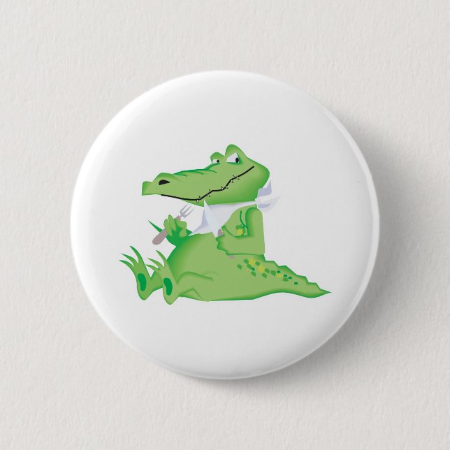 hungriger hungriger Alligator Button (Vorderseite)