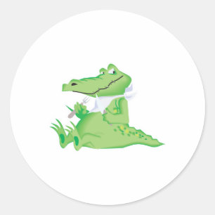 hungriger hungriger Alligator Runder Aufkleber