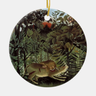 Hungriger Löwe von Henri Rousseau, Vintage Wild An Keramikornament