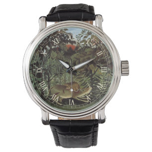 Hungriger Löwe von Henri Rousseau, Vintage Wildtie Armbanduhr