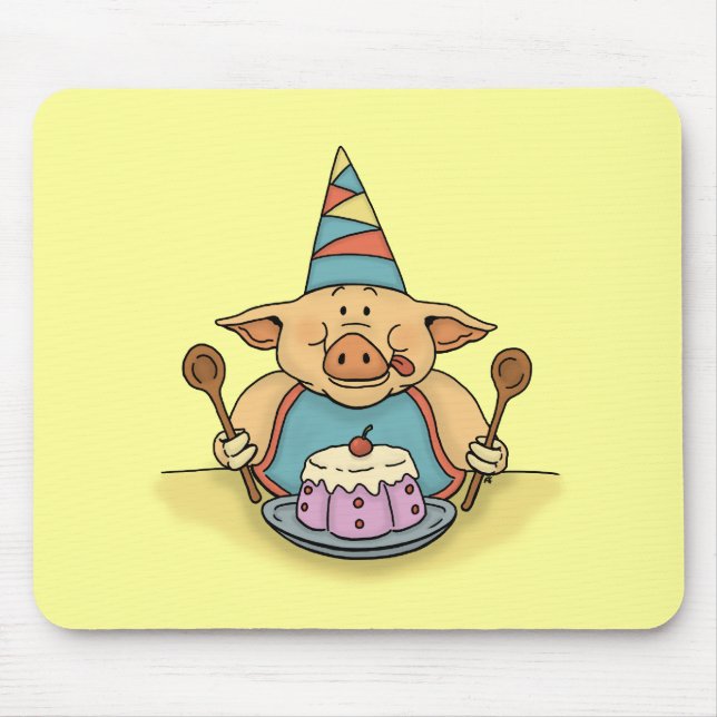 hungriges Geburtstagsschwein lustiges mousepad (Vorne)