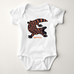 Hungriges Goldmonster-Eidechsen-Cartoon Baby Strampler