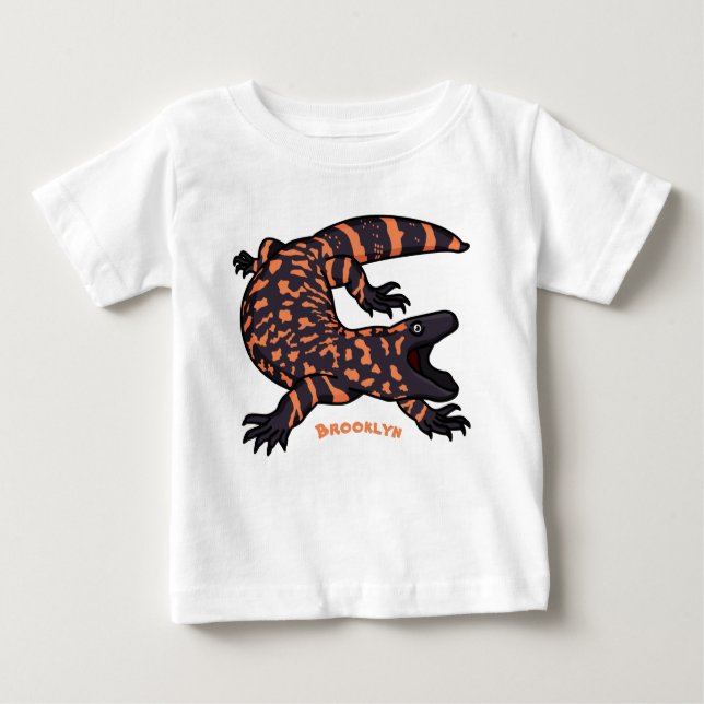Hungriges Goldmonster-Eidechsen-Cartoon Baby T-shirt (Vorderseite)