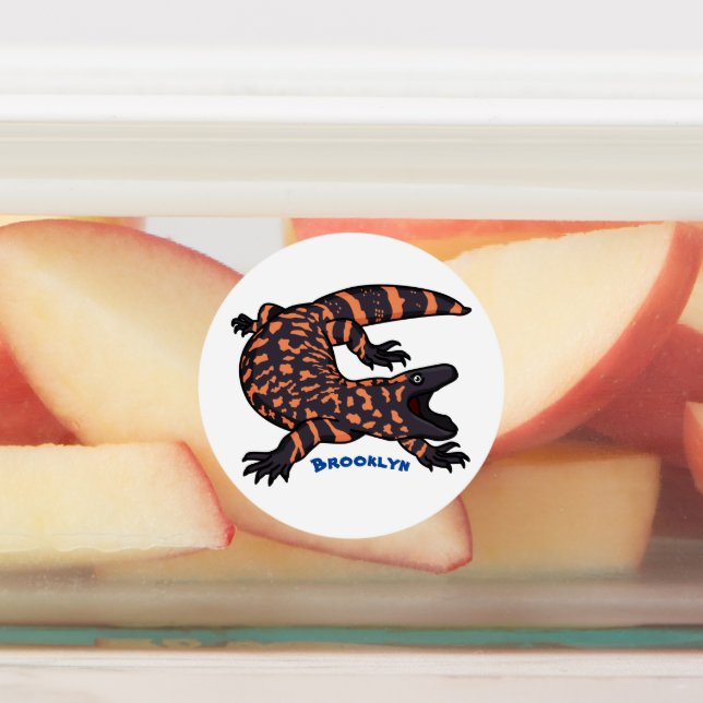 Hungriges Goldmonster-Eidechsen-Cartoon Etiketten (Befestigt)