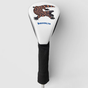 Hungriges Goldmonster-Eidechsen-Cartoon Golf Headcover