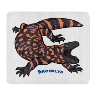 Hungriges Goldmonster-Eidechsen-Cartoon Schneidebrett