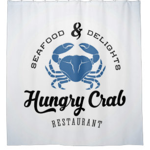 Hungriges Krabben-Restaurant-Plakat Duschvorhang