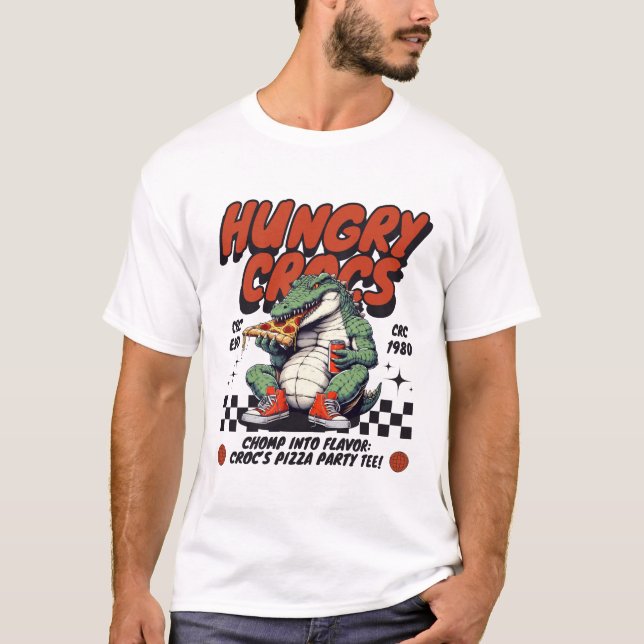 Hungriges Krokodil (Pizza) T-Shirt (Vorderseite)