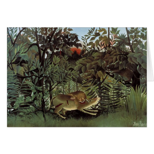 Hungrio Lion von Henri Rousseau, Vintages Wildtier (Vorderseite (Horizontal))