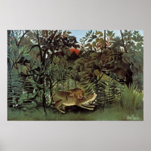 Hungrio Lion von Henri Rousseau, Vintages Wildtier Poster