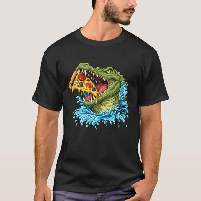 Hungry Alligator Pizza Lover Gift - Funny Reptile  T-Shirt (Vorderseite)
