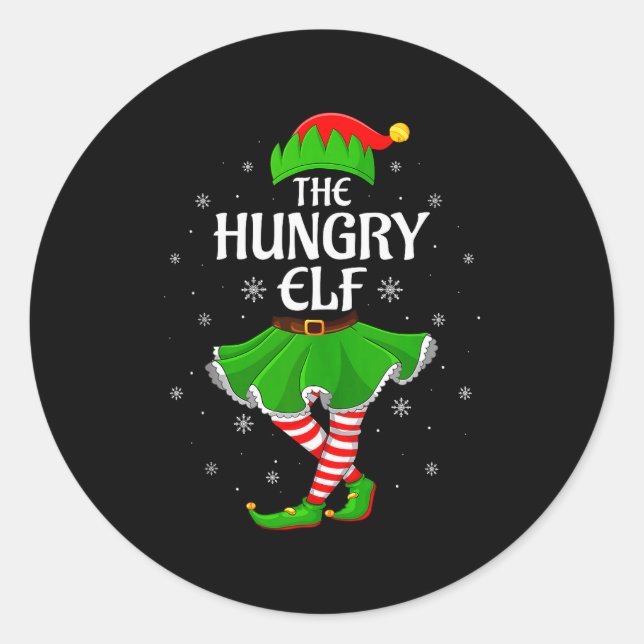 Hungry Elf Christmas Family Girls Women Elf Squad  Runder Aufkleber (Vorderseite)