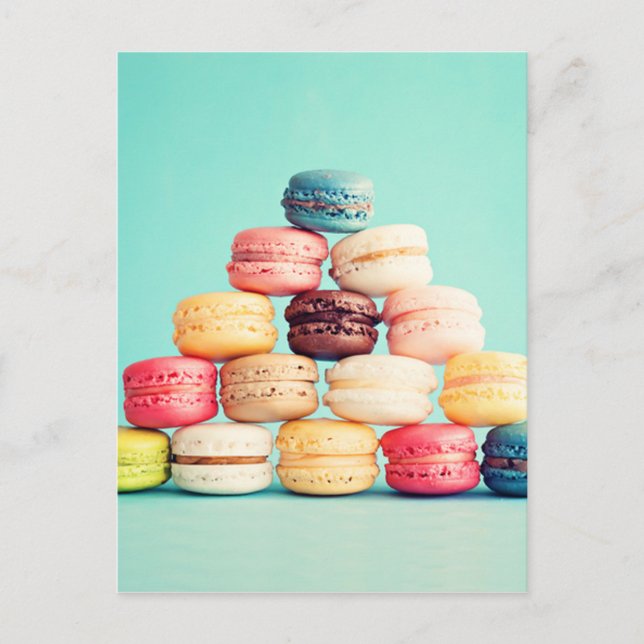 Hungry Macaron Hipster, Multicolor, Süßigkeiten Co Postkarte (Vorderseite)