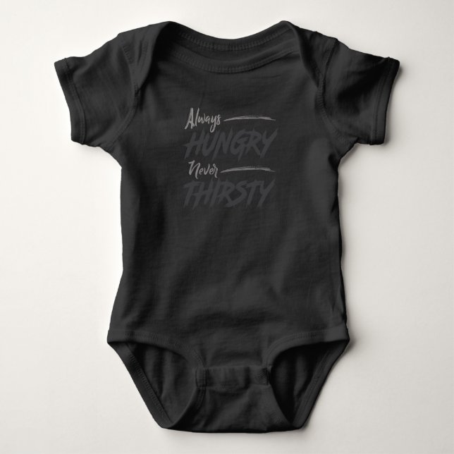 HUNGRY Niemals DREI Baby Strampler (Vorderseite)