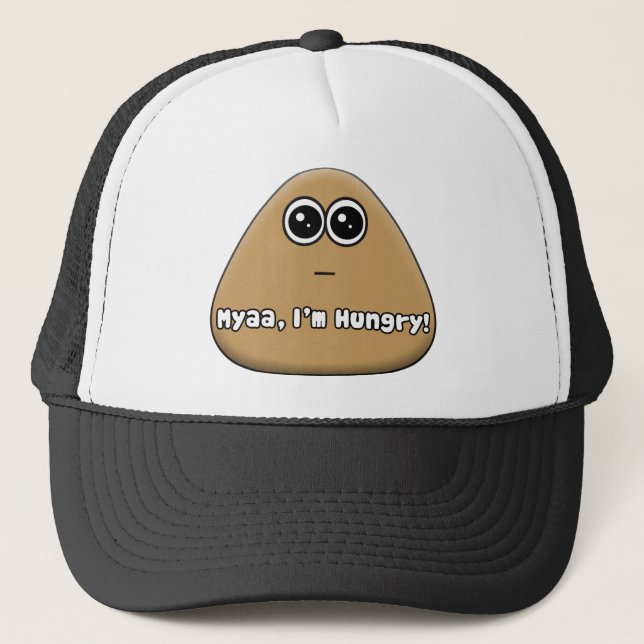 Hungry Pou Logo mit Text - Hat Truckerkappe (Vorderseite)