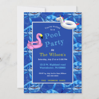 Hungry Shark Pool Party  Einladung