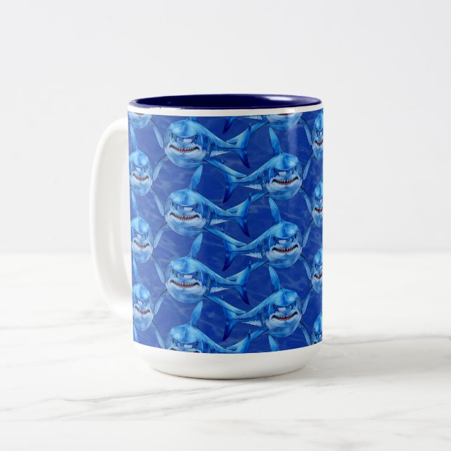 Hungry Sharks  Zweifarbige Tasse (Vorderseite Links)