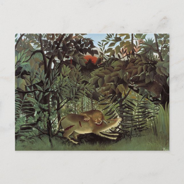 Hunguest Lion by Henri Rousseau Postcard Postkarte (Vorderseite)