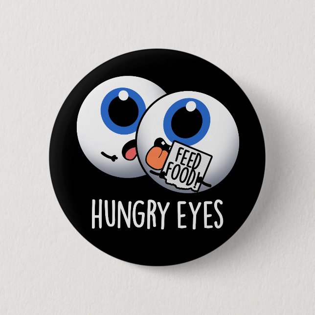 Hunguy Funny Eyeball Pun Dark BG Button (Vorderseite)