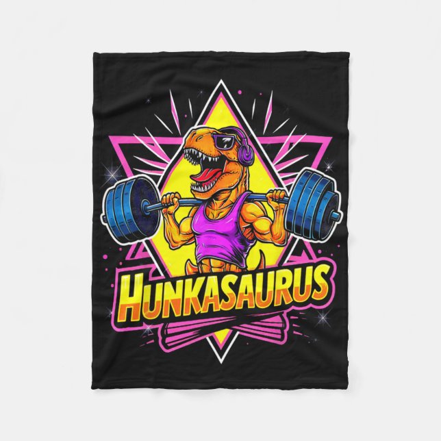 Hunkasaurus Fitnessstudio Workout T-Rex Kraftdreik Fleecedecke (Vorderseite)