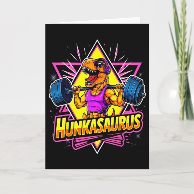 Hunkasaurus Fitnessstudio Workout T-Rex Kraftdreik Karte (Vorderseite)