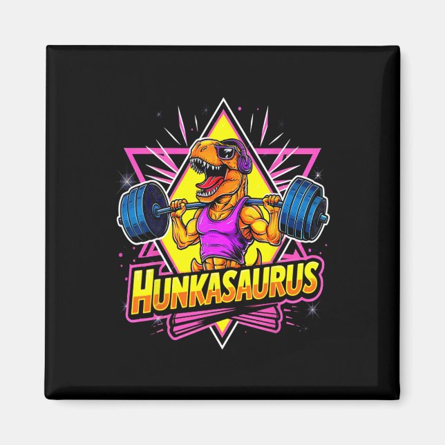 Hunkasaurus Fitnessstudio Workout T-Rex Kraftdreik Magnet (Vorne)