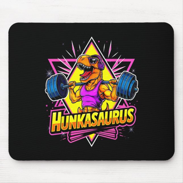 Hunkasaurus Fitnessstudio Workout T-Rex Kraftdreik Mousepad (Vorne)