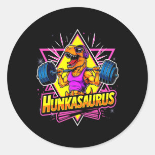 Hunkasaurus Fitnessstudio Workout T-Rex Kraftdreik Runder Aufkleber