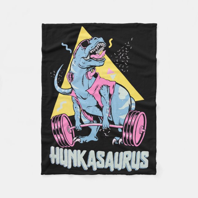 Hunkasaurus T Rex Dinosaur Funny Gym And Workout  Fleecedecke (Vorderseite)