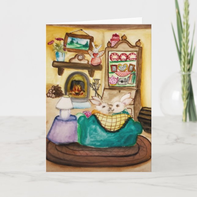 Hunny Bunny Honig Hasen Valentinstag Feiertagskarte (Vorderseite)