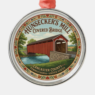 Hunsecker's Mill Gedeckte Brücke Lancaster Souveni Ornament Aus Metall