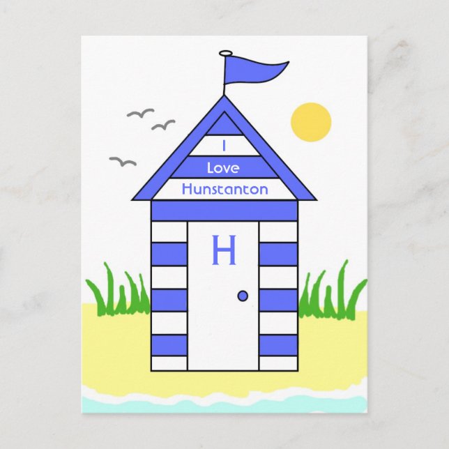 Hunstanton Beach Hut Postcard Postkarte (Vorderseite)