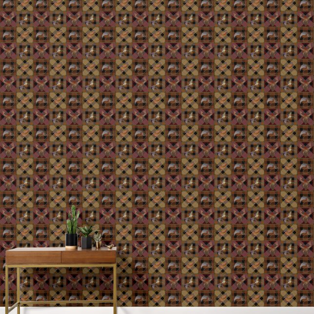 Hunt Club Kariert mit Wildlife Game Tapete (Hausflur)