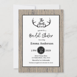 "Hunt is Over" Rustikale Antler Barnwood-Hochzeit Einladung