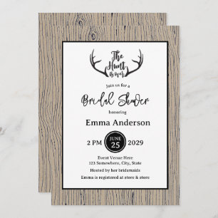 "Hunt is Over" Rustikale Antler Barnwood-Hochzeit Einladung