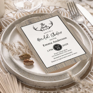 "Hunt is Over" Rustikale Antler Barnwood-Hochzeit Einladung