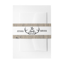 "Hunt is Over" Rustikale Antler Barnwood-Hochzeit Einladungsbanderole