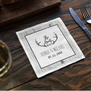"Hunt is Over" Rustikale Antler Barnwood-Hochzeit Serviette