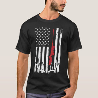 Hunter American Flag USA Jagd Hirsch Geschenk T-Shirt