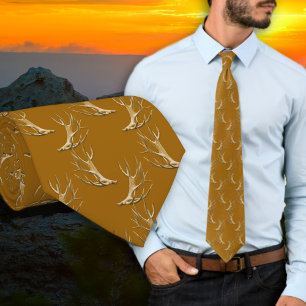 Hunter Antlers Pattern Rust Brown Krawatte