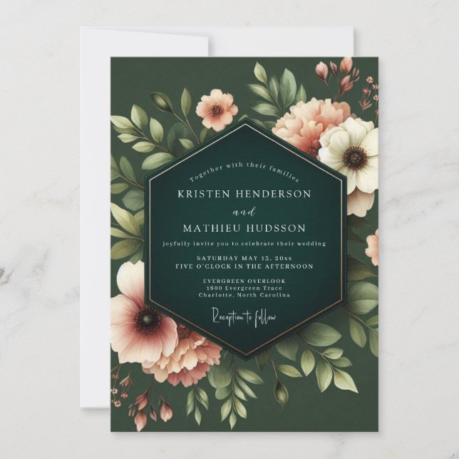 Hunter Blush Nocturne Hochzeit Einladung (Vorderseite)