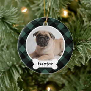 Hunter Buffalo Kariertes Puppy-Dog-Foto Keramik Ornament