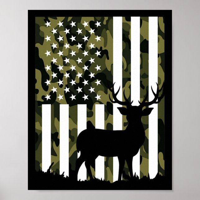 Hunter Camouflage Jagd Buck Elk American F Poster (Vorne)