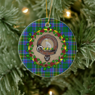 Hunter Clan Abzeichen & Tartan Personalisierte Wei Keramik Ornament